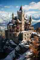 Free photo beautiful castle winter season