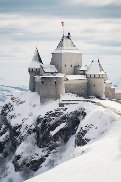 Free photo beautiful castle winter season