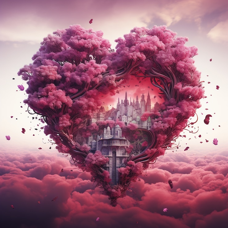 Free Photo beautiful castle with hearts