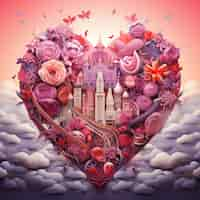 Free photo beautiful castle with hearts