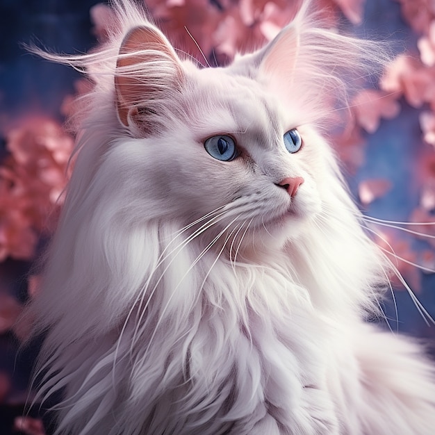 Красивый кот с пушистым фоном