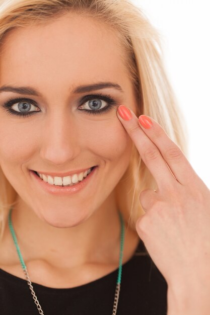 Beautiful caucasian woman with makeup