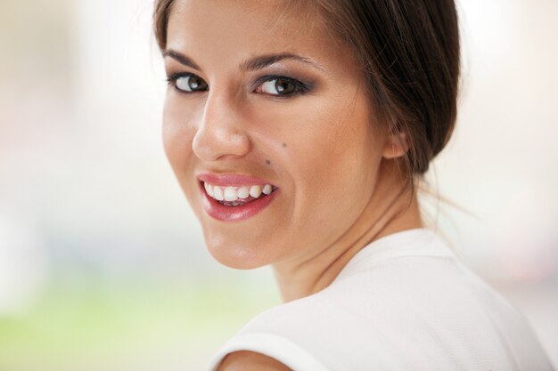 Beautiful caucasian woman with makeup