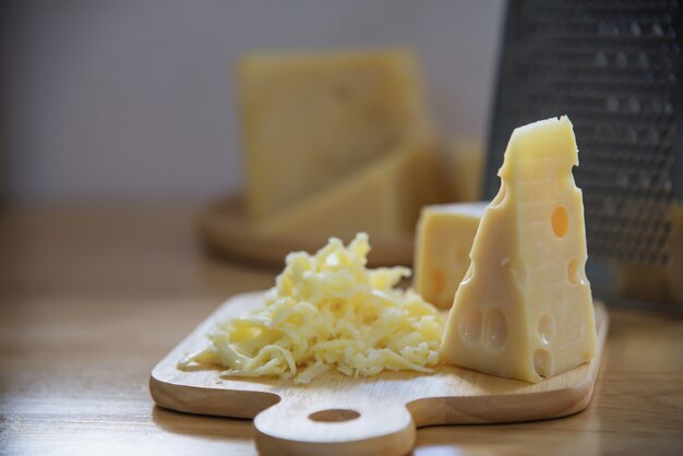 Beautiful cheeses in the kitchen - cheese food preparing concept