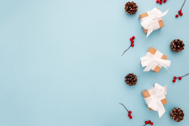 Beautiful christmas composition on a blue background