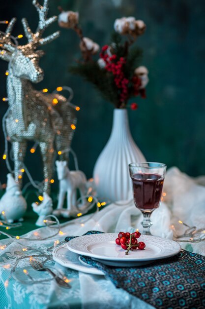 Beautiful Christmas table setting with decorations