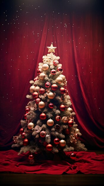 Beautiful christmas tree decorated with lots of ornaments