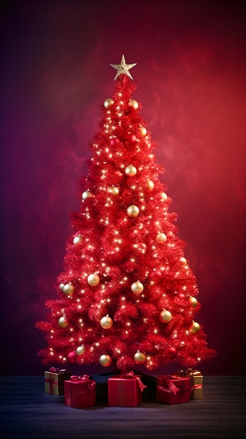 Free photo beautiful christmas tree decorated with lots of ornaments