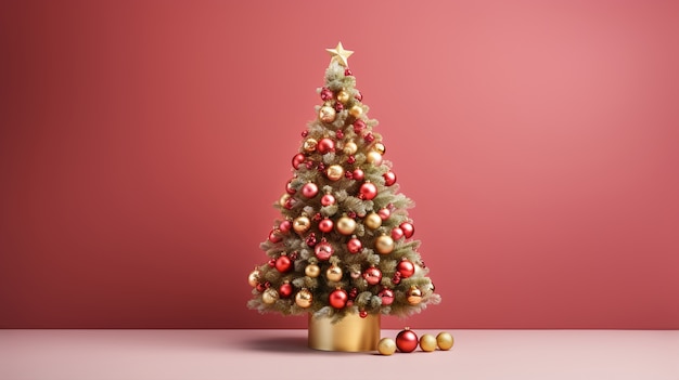 Free photo beautiful christmas tree in studio