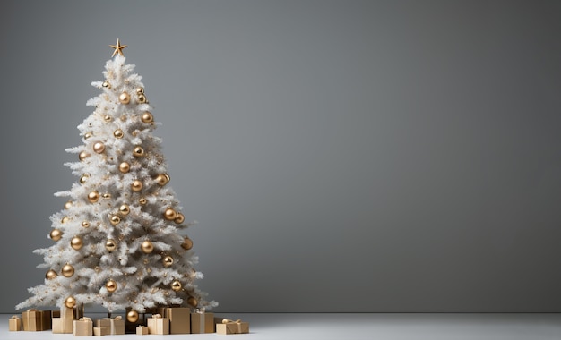 Free photo beautiful christmas tree in studio