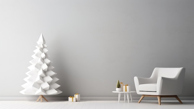 Beautiful christmas tree with armchair