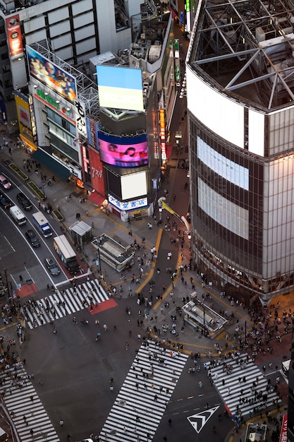 Beautiful city landscape with people on streets