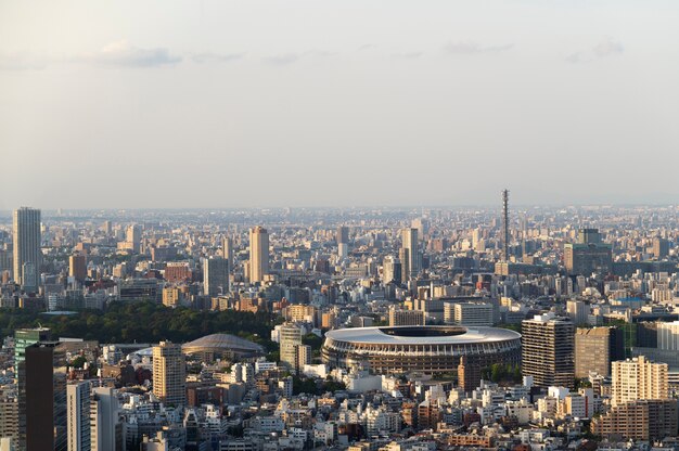 Beautiful city landscape with tall buildings