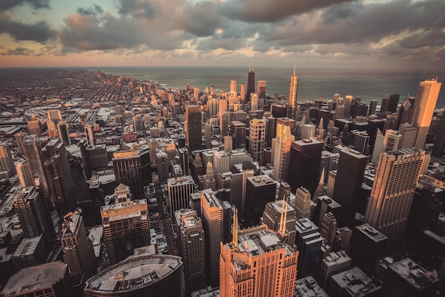 Beautiful cityscape of an urban city shot from above