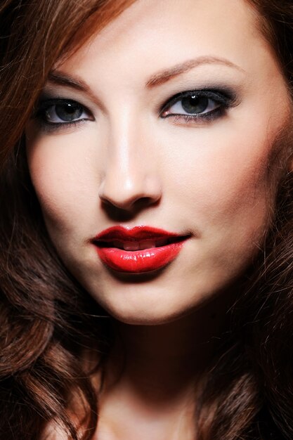 Beautiful close-up portrait of caucasian woman with perfect skin