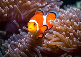 Free photo beautiful clownfish undersea