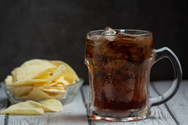 Beautiful cold drink of cola with Ice cubes