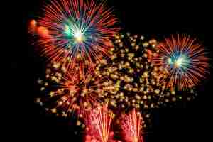 Free photo beautiful colorful firework display at night for celebrate