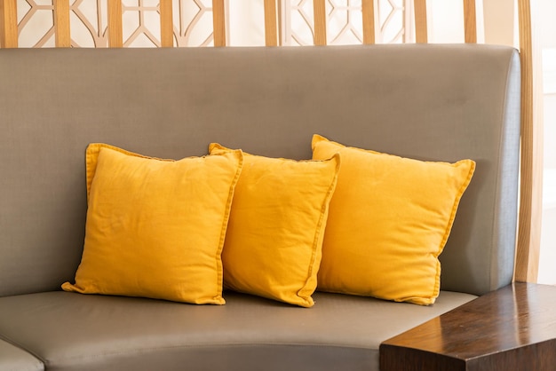 Beautiful comfortable pillows decoration on sofa