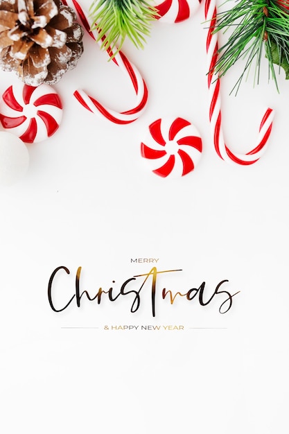 Beautiful composition with christmas ornaments on a white background