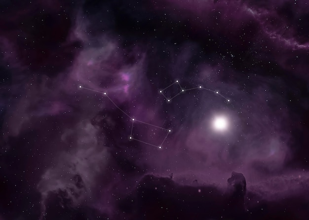 紫の空に美しい星座