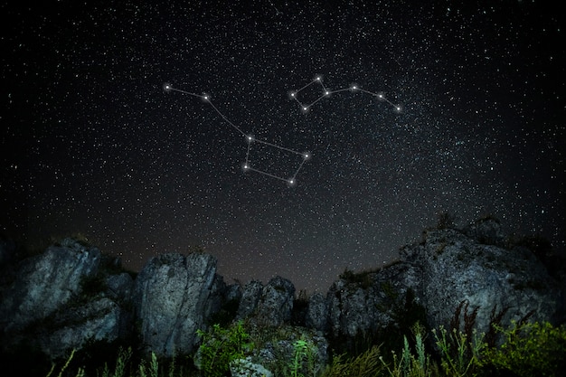 Beautiful constellations with beautiful mountains