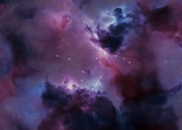 Beautiful constellations with purple sky
