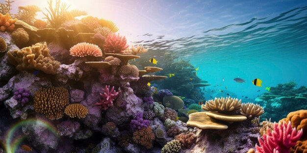 Красивый подводный пейзаж кораллов