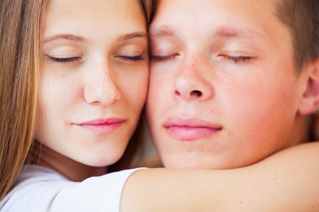 Beautiful couple in bed