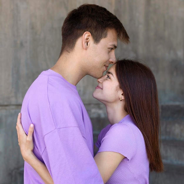 Free photo beautiful couple being affectionate