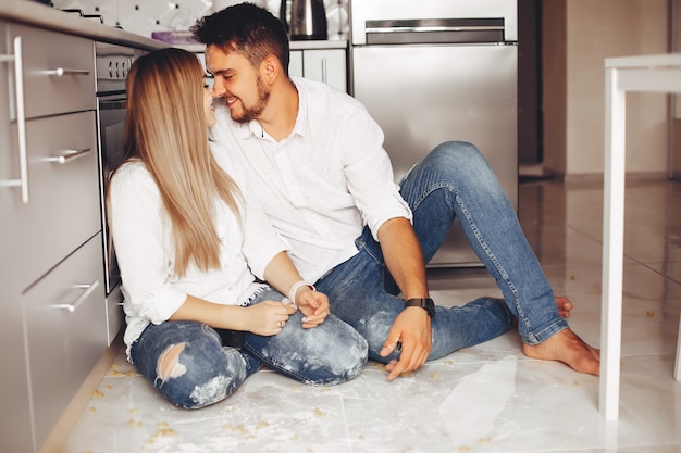 Beautiful couple at home