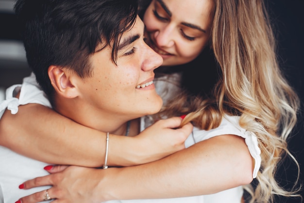 Beautiful couple at home