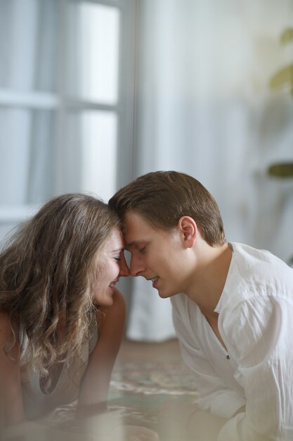 Beautiful couple at home