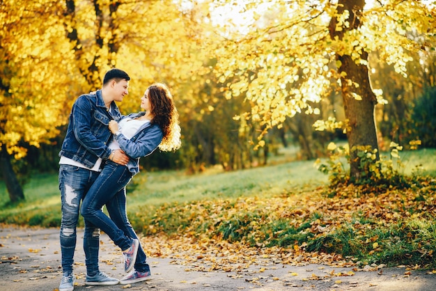 Beautiful couple in a park