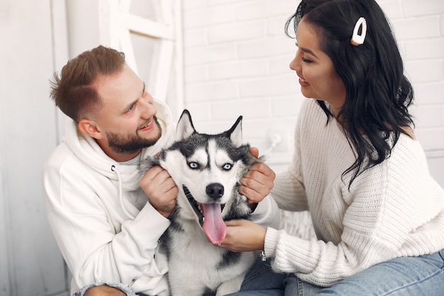 Beautiful couple spend time in a bedroom