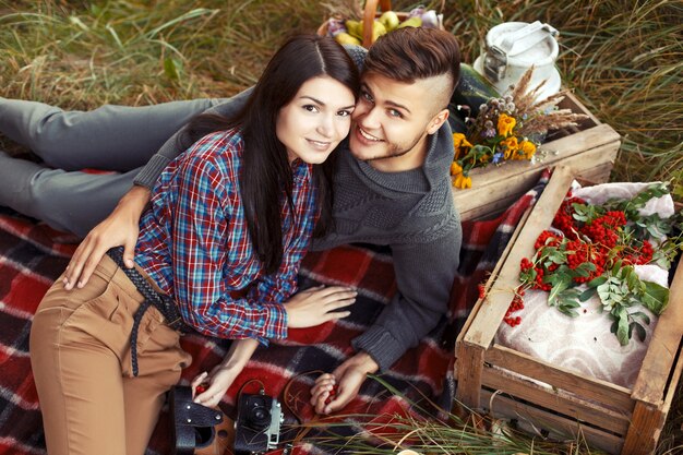 Beautiful couple spending the afternoon together outdoors