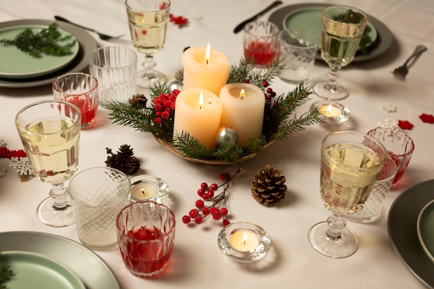 Free photo beautiful and cozy table winter scenes