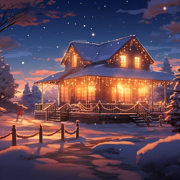 Beautiful decorated christmas  house