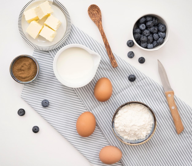 Beautiful and delicious dessert ingredients and cutlery