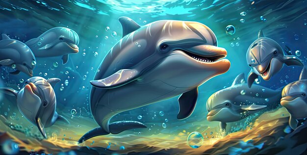 Free photo beautiful  dolphin digital art