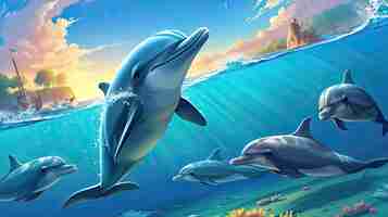 Free photo beautiful  dolphin digital art