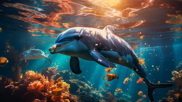 無料写真 美しいイルカのエキゾチックな背景