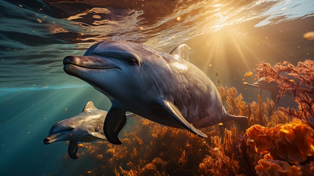 무료 사진 아름다운 돌고래 이국적인 배경