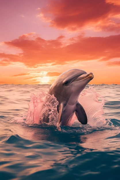 아름다운 돌고래 이국적인 배경