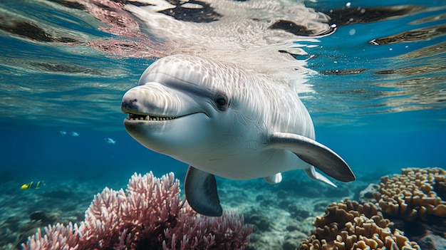 Bellissimo delfino sullo sfondo esotico