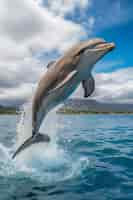 Free photo beautiful dolphin jumping out of water