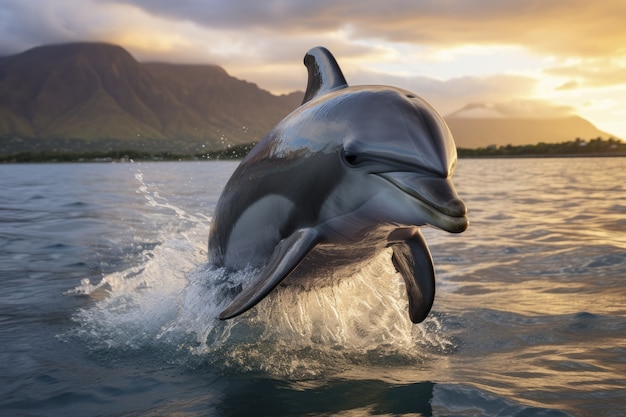 Free photo beautiful dolphin swimming