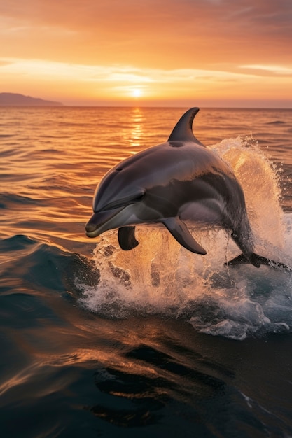 Free photo beautiful dolphin swimming