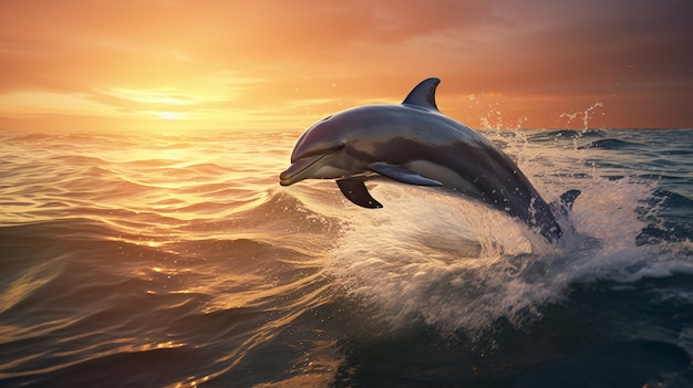 Free photo beautiful dolphin  swimming