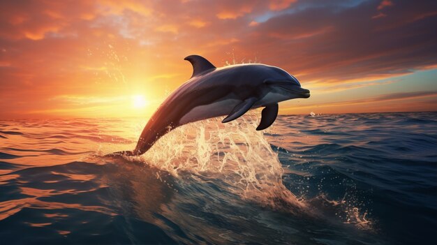 Free photo beautiful dolphin  swimming